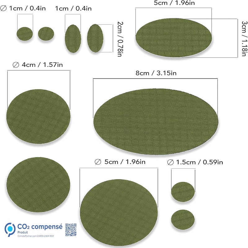 aZengear Repair Patches (30+ Colors) for Down Jackets, Puffers, Tents, Shoes, Sleeping Bags - Stick On, Waterproof, Tear-Cold-Heat-Resistant Nylon Polyester Fabric (11 Pcs, Olive) - Image 3